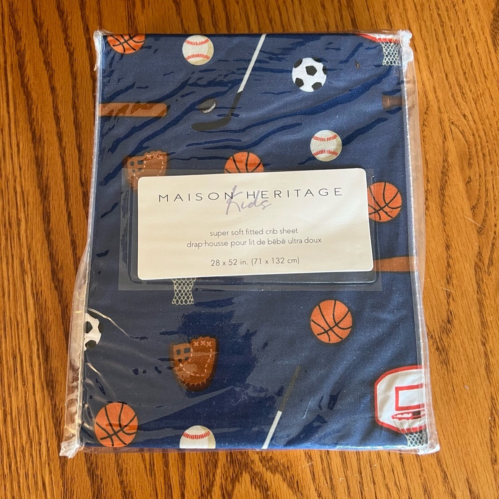 Maison Heritage Kids Navy Sports Equipment Fitted Crib Sheet